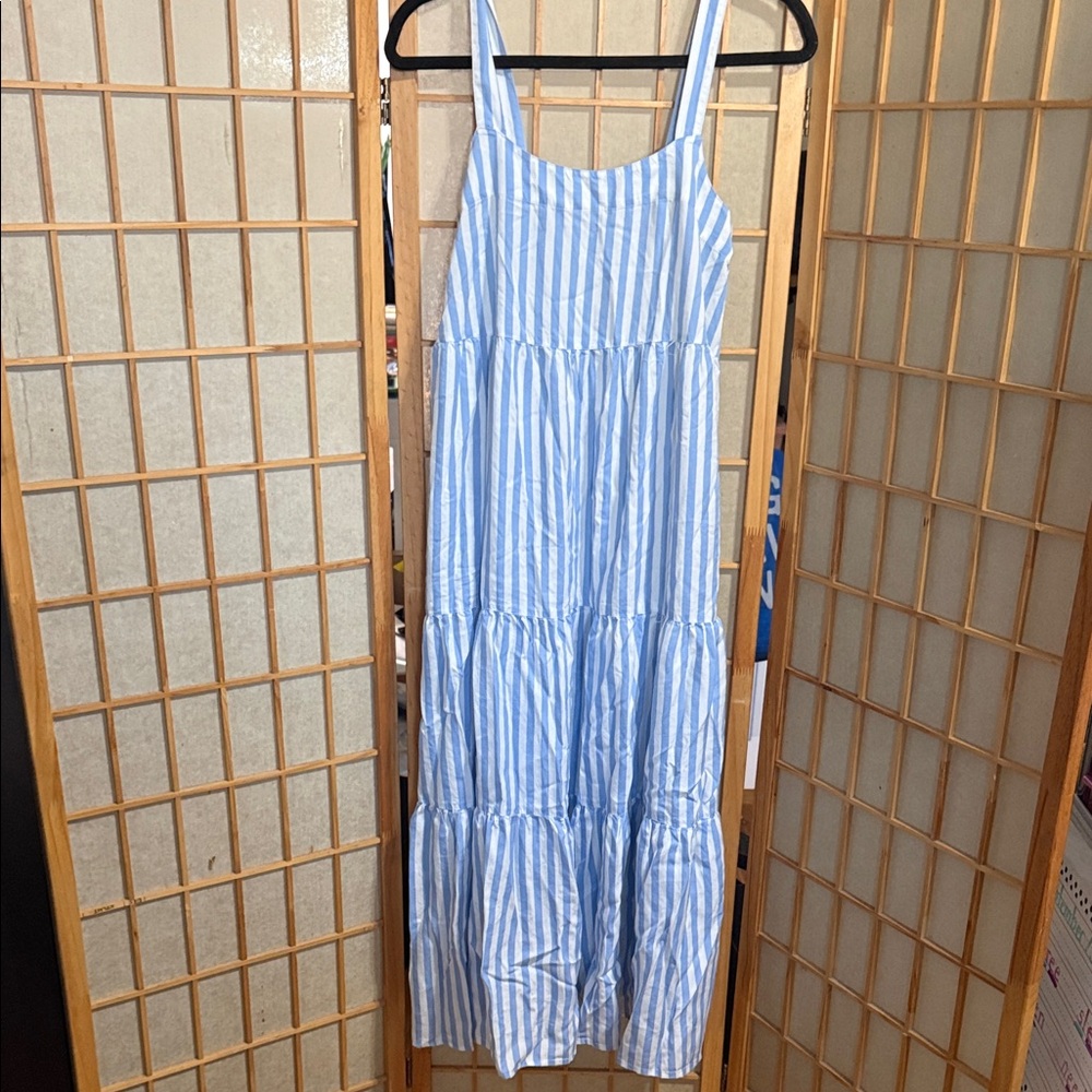 The Drop Blue and White Striped Sleeveless Maxi Dress